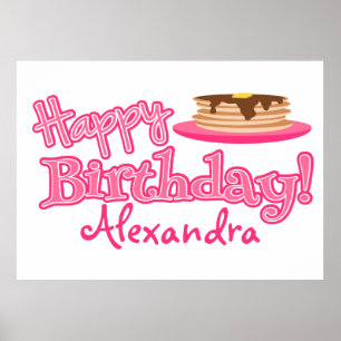 Poster Pancakes Pink Joyeux Anniversaire