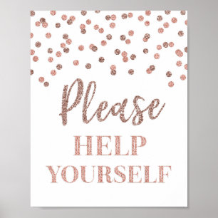 Poster Pancarte Aide-toi Rose Gold Confetti