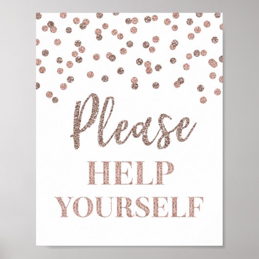 Poster Pancarte Aide-toi Rose Gold Confetti (Devant)