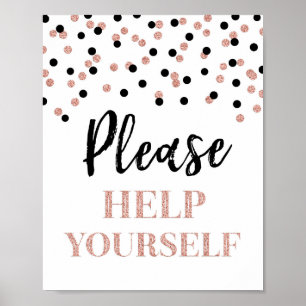 Poster Pancarte Aide-toi Rose Gold Noir Confettis