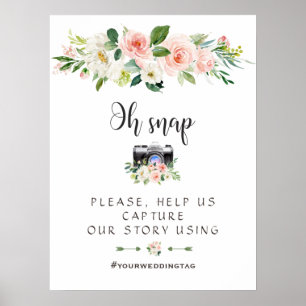 Poster Pancarte Boho Blush Cream Floral Oh Snap Instagram