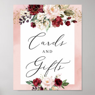 Poster Pancarte cadeaux et cartes florales rose poudré bu