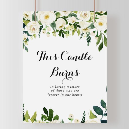 Poster Pancarte Cette Bougie Brûle Floral Blanc de Verdur