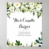 Poster Pancarte Cette bougie brûle verdure fleur blanc (Devant)