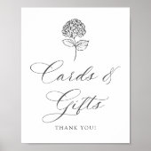 Poster Pancarte Classique Charbon de Hydrangea Cartes et (Devant)