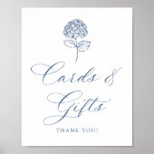 Poster Pancarte Classique Navy Blue Hydrangea Cartes et C (Devant)