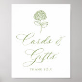 Poster Pancarte Classique Vert Olive Hydrangea Cartes et (Devant)