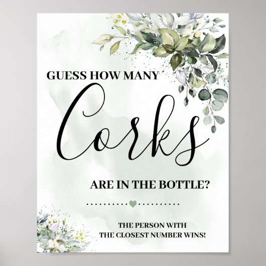 Poster Pancarte combien de bouchons avec verdure d'eucaly (Devant)