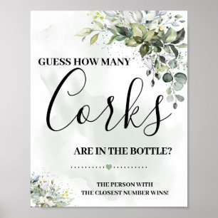 Poster Pancarte combien de bouchons verdure d'eucalyptus