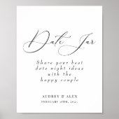 Poster Pancarte d'activité de mariage moderne noir Date J (Devant)