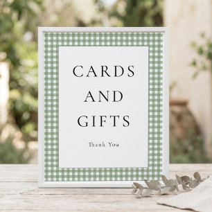 Poster Pancarte de Baby Shower Cadeaux Cartes Gingham Ver