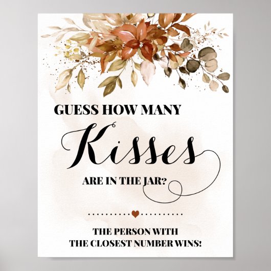 Poster Pancarte de Baby Shower Eucalyptus Fall Combien de (Devant)