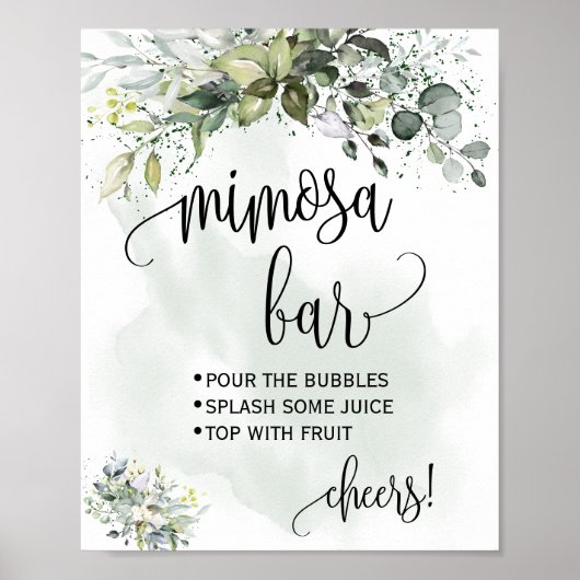 Poster Pancarte de bar à Mimosa mariage de la mariée euca (Devant)