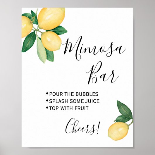 Poster Pancarte de bar à Mimosa Mariage Fête de mariage C (Devant)