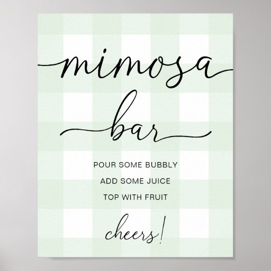 Poster Pancarte de bar à Mimosa pour Baby Shower en Vichy (Devant)