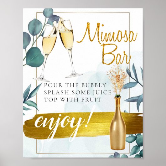 Poster Pancarte de bar à Mimosa pour brunch de mariage av (Devant)