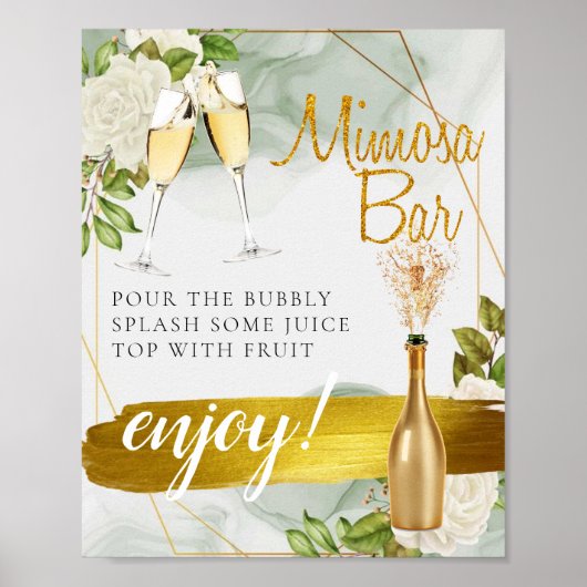 Poster Pancarte de bar à Mimosa pour brunch de mariage fl (Devant)