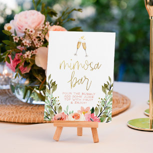 Poster Pancarte de bar à Mimosa pour mariage avec cœur de
