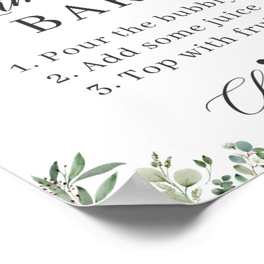 Poster Pancarte de bar à Mimosa pour une Baby Shower thèm (Coin)