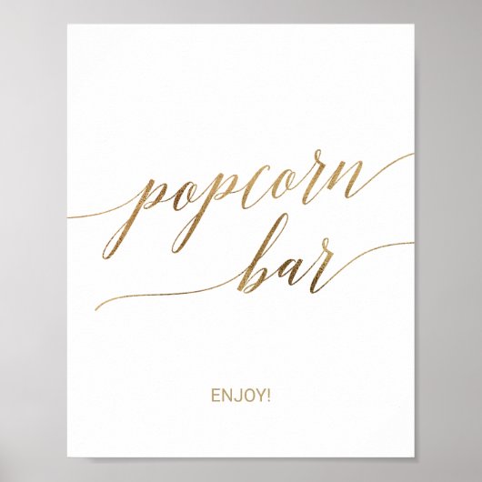 Poster Pancarte de bar à pop-corn en calligraphie dorée é (Devant)