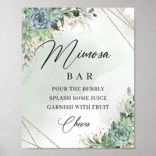 Poster Pancarte de bar avec succulentes boho eucalyptus o