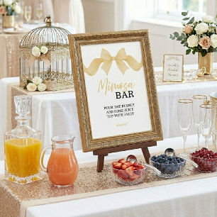 Poster Pancarte de bar Mimosa à arc en or pour la fête de