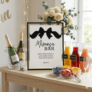 Poster Pancarte de bar Mimosa minimaliste à ruban noir po