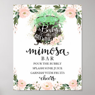 Poster Pancarte de bar Mimosa pour Baby Shower Cauldron H