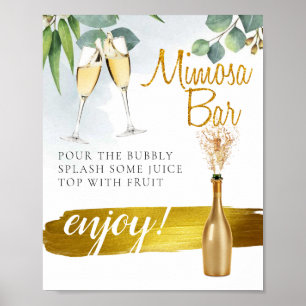 Poster Pancarte de bar Mimosa pour brunch de mariage élég