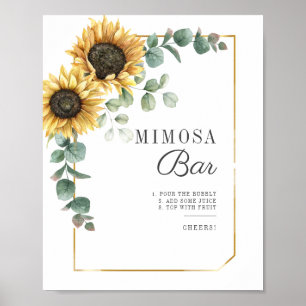 Poster Pancarte de bar Mimosa pour mariage de tournesol e