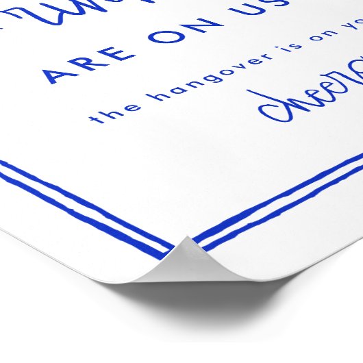 Poster Pancarte de bar ouvert de mariage bleu français de (Coin)