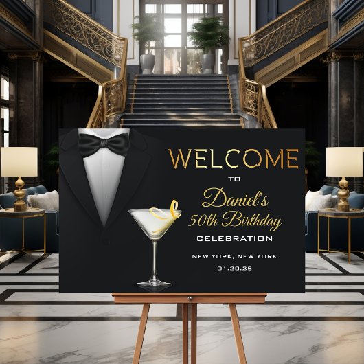 Poster Pancarte de bienvenue au cocktail Smoking