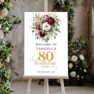 Poster Pancarte de bienvenue Boho Bourgogne Eucalyptus 80