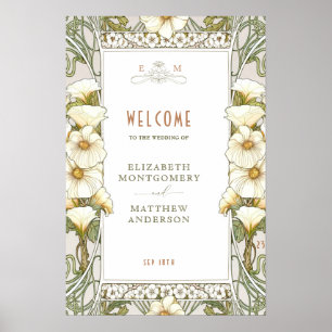 Poster Pancarte de bienvenue Calla Lily Art Nouveau Vinta