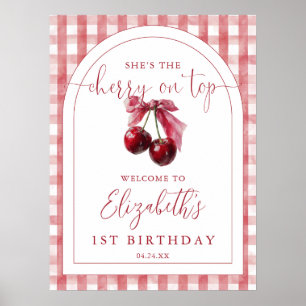 Poster Pancarte de bienvenue d'anniversaire avec un nœud