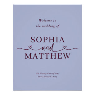 Poster Pancarte de bienvenue de mariage à l'écriture Peri