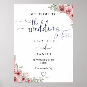 Poster Pancarte de bienvenue de mariage à motif de cœur f