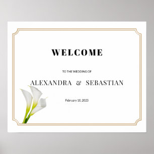 Poster Pancarte de bienvenue de mariage au lys calla de v