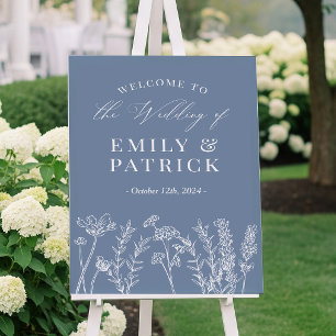 Poster Pancarte de bienvenue de mariage aux fleurs sauvag