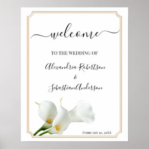 Poster Pancarte de bienvenue de mariage avec verdure de l