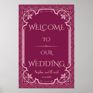Poster Pancarte de bienvenue de mariage Chic Cooper Rose