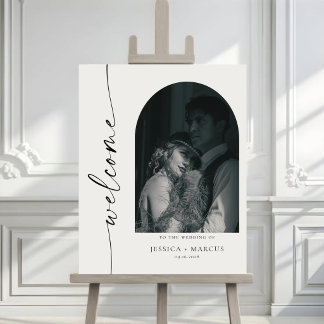 Poster Pancarte de bienvenue de mariage chic minimaliste 