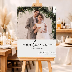 Poster Pancarte de bienvenue de mariage chic minimaliste