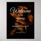 Poster Pancarte de bienvenue de mariage country avec bott (Devant)