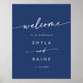 Poster Pancarte de bienvenue de mariage DIY bleu royal bo (Devant)