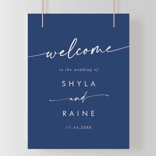 Poster Pancarte de bienvenue de mariage DIY bleu royal bo