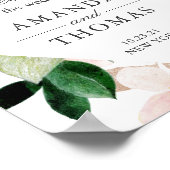 Poster Pancarte de bienvenue de mariage floral rose Hydra (Coin)