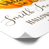 Poster Pancarte de bienvenue d'Halloween à la citrouille (Coin)