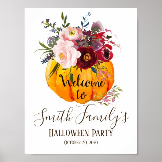 Poster Pancarte de bienvenue d'Halloween à la citrouille (Devant)