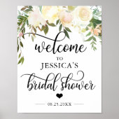 Poster Pancarte de bienvenue Fleurs roses pour mariage (Devant)
